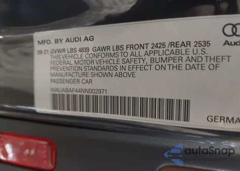 2022 Audi A4 Premium 40 Tfsi Quattro S Tronic from USA, damaged, VIN WAUABAF44NN002971